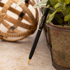 Custom Engraved Cross Classic Century Black Ballpoint Pen w/ Gold