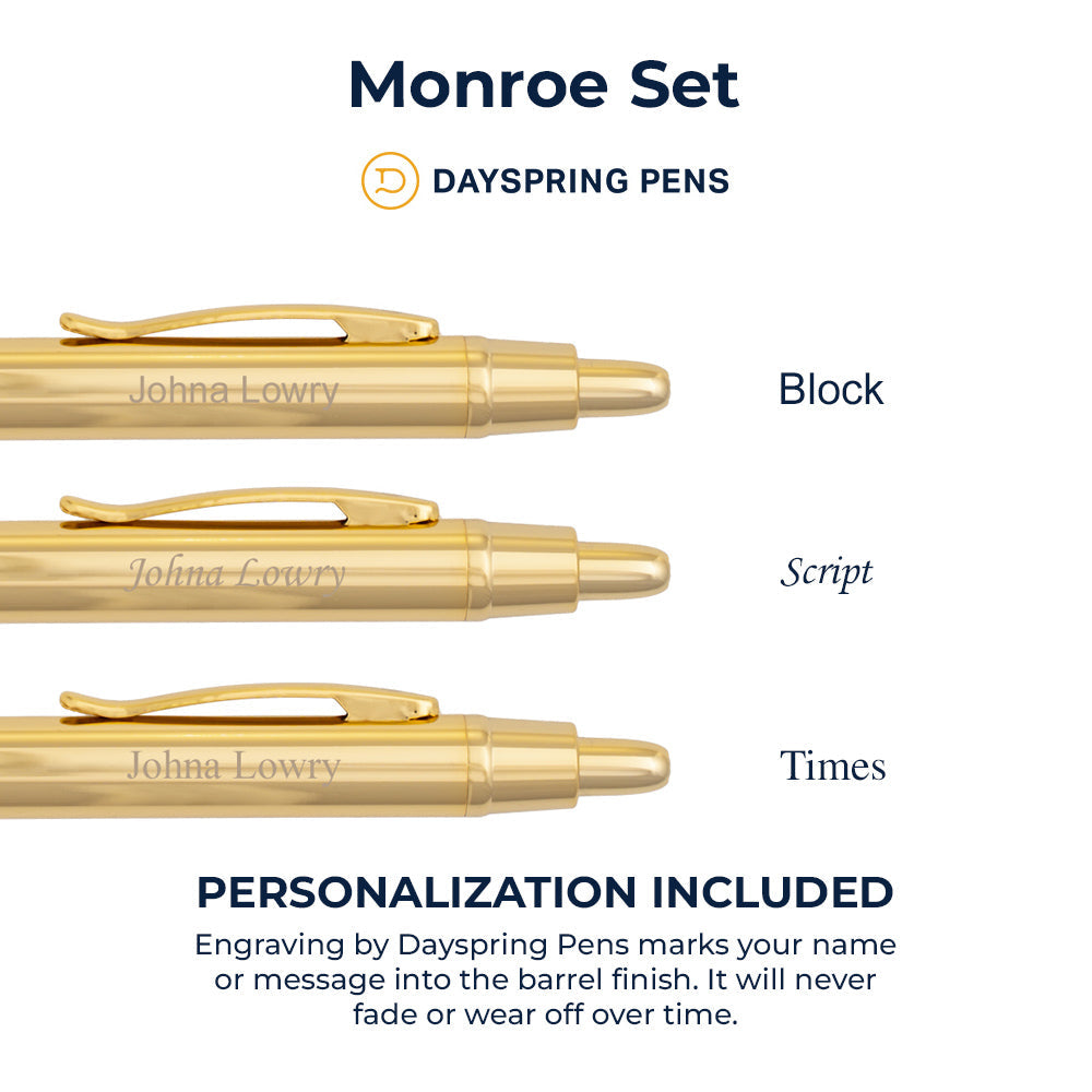 Monroe Gold Plated Pen and Pencil Gift Set - Custom Engraved
