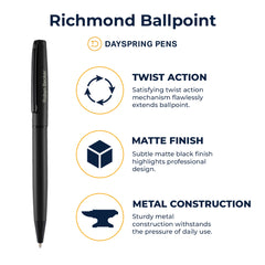 Personalized Metal Matt Black Ballpoint Slim Pen 