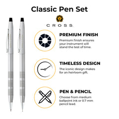 Cross Classic Century Lustrous Chrome Pen and Pencil Set