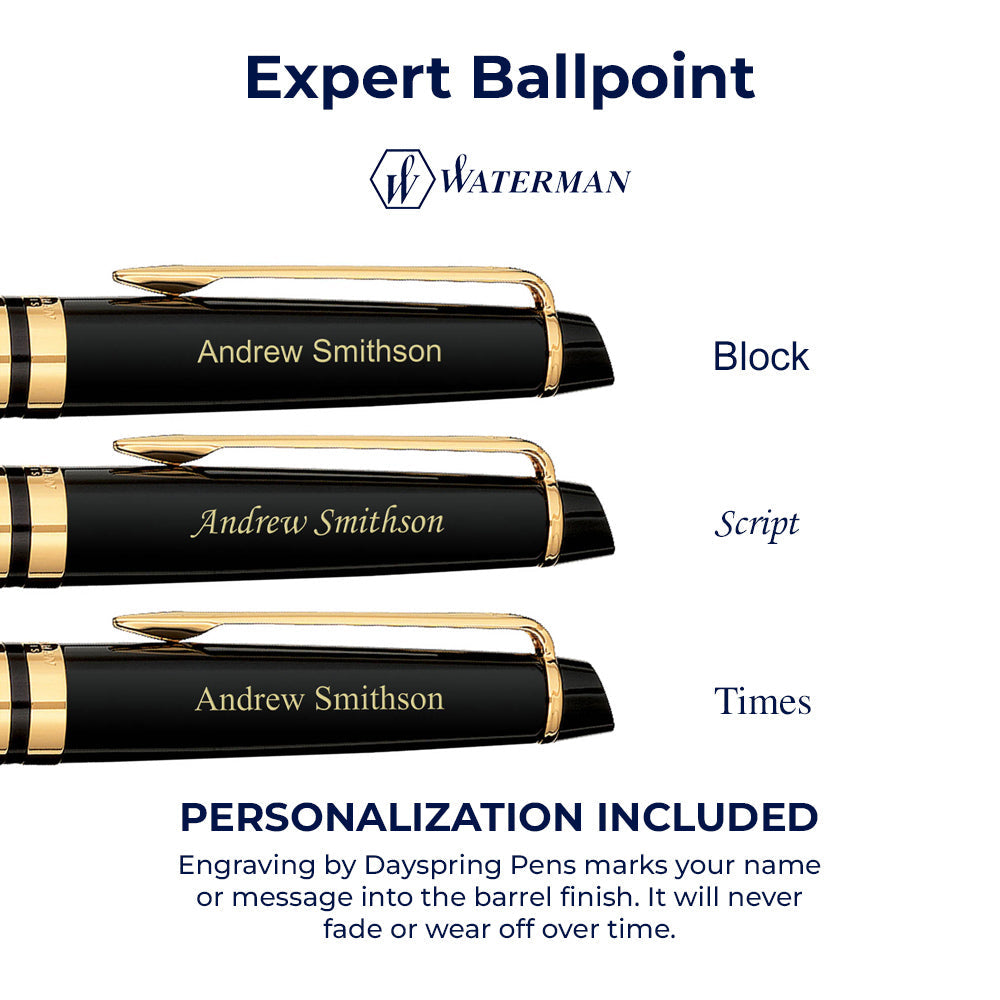 Gold Pens with Blue Ink | Luxury Ballpoint Gold Pen Set of 6 in Glossy  White